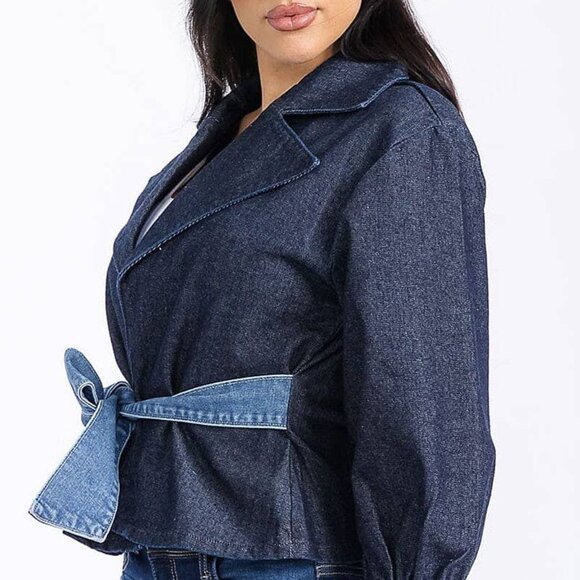 NWT CONTRAST DETAIL DENIM JACKET: DARK DENIM - Picture 4 of 5